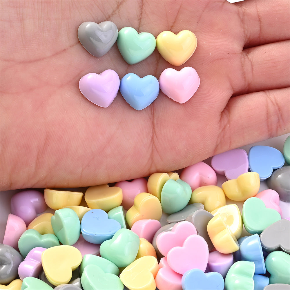 20/40pcs 12x13mm Colorful Heart Adhesive Beads