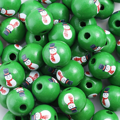 Christmas Wooden Pattern Beads
