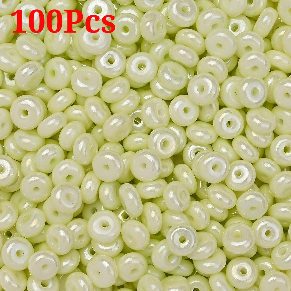 Macaron Flat Round Glass Spacer Beads