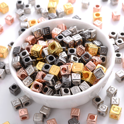 Retro Square CCB Letter Beads