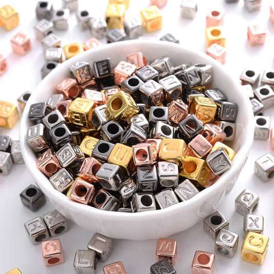Retro Square CCB Letter Beads