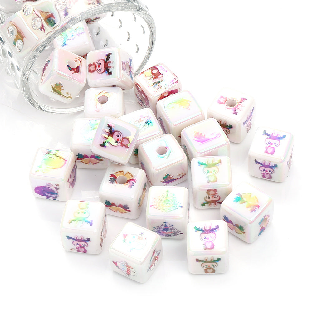 White Square Acrylic Beads
