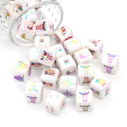 White Square Acrylic Beads