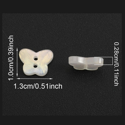 20PCS White AB Butterfly Resin Double-Hole Buttons