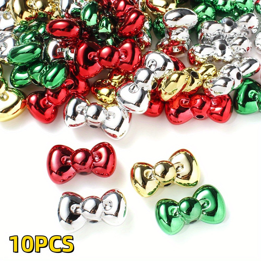 10pcs 15x26mm Christmas Bow Acrylic Beads