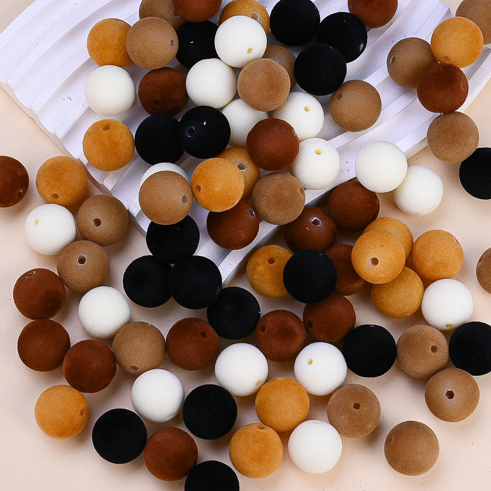 Brown Acrylic Flocked Large Hole Beads