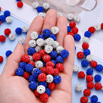 19-Piece Patriotic Rhinestone Ball Beads
