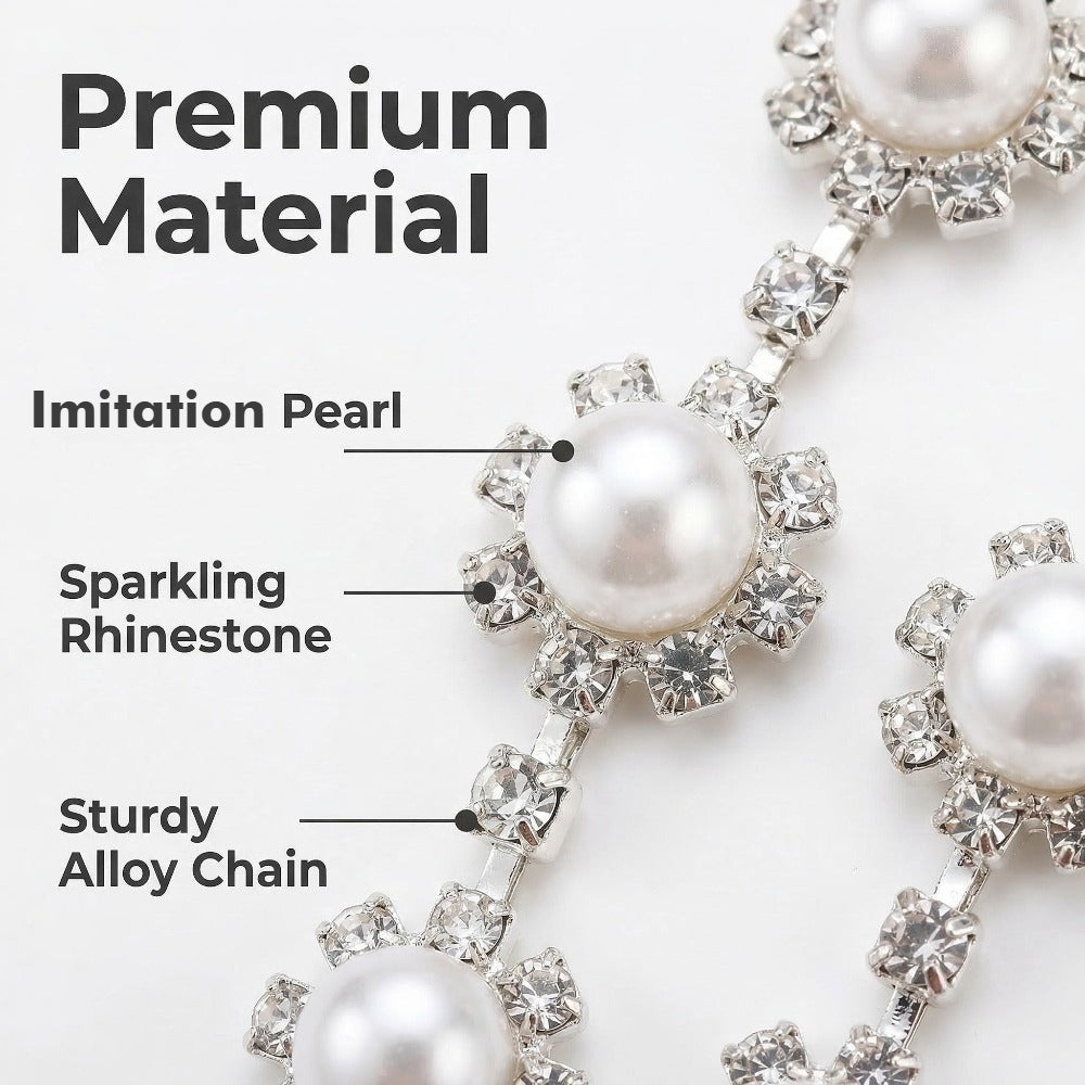 17.7 Inch Imitation Pearl & Rhinestone Bead Chain