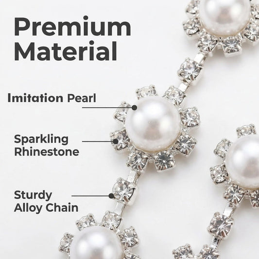 17.7 Inch Imitation Pearl & Rhinestone Bead Chain
