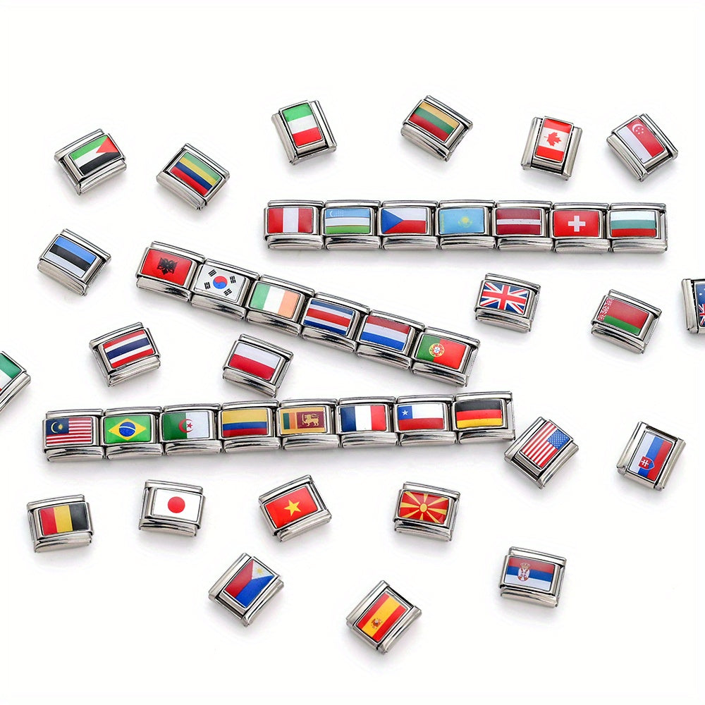 World Flag Alloy Bracelet Module