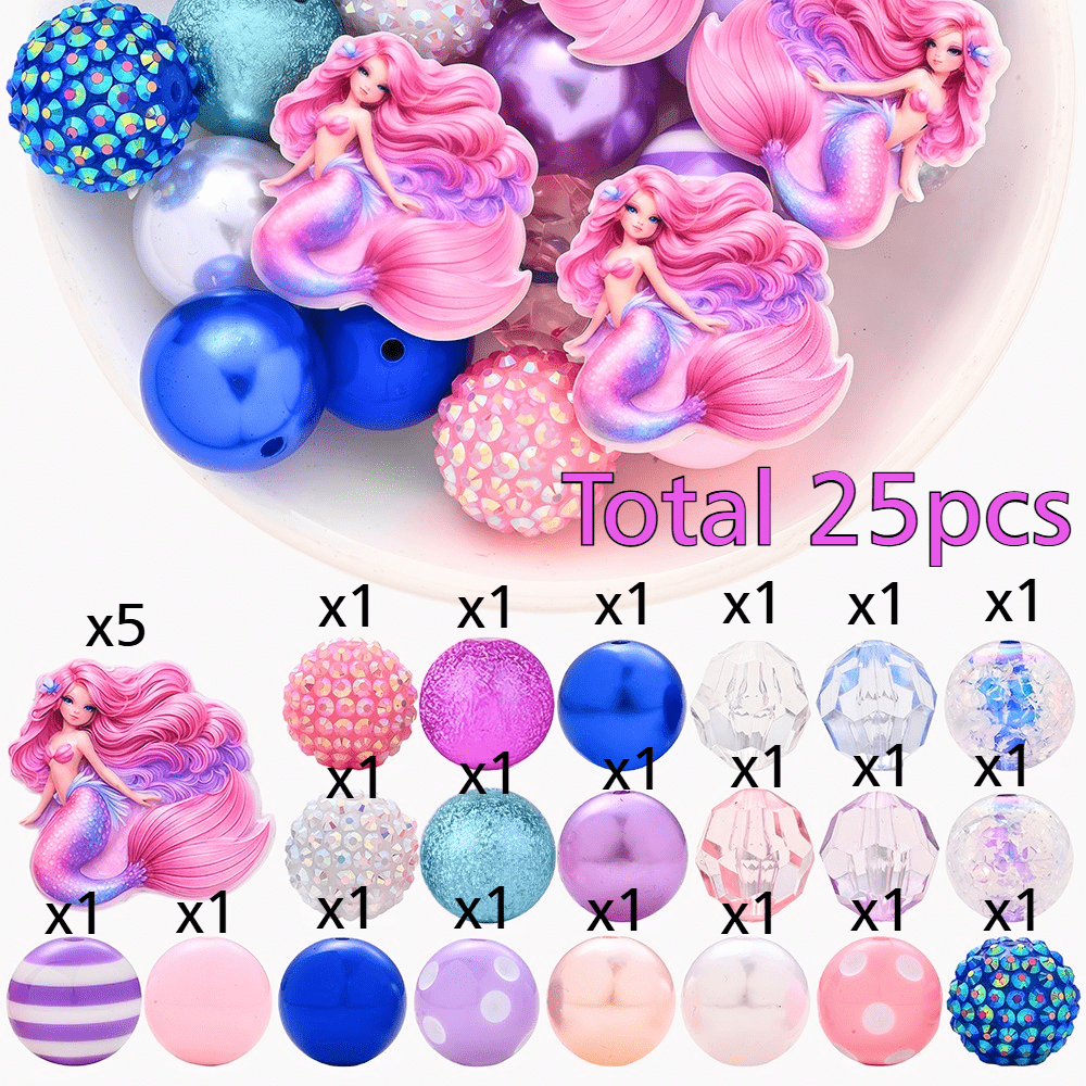 25pcs/set Mermaid Princess Acrylic Beads Set