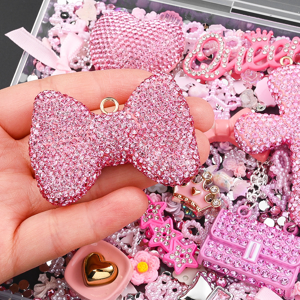 Mixed Pink Rhinestone Flatback Embellishment Set