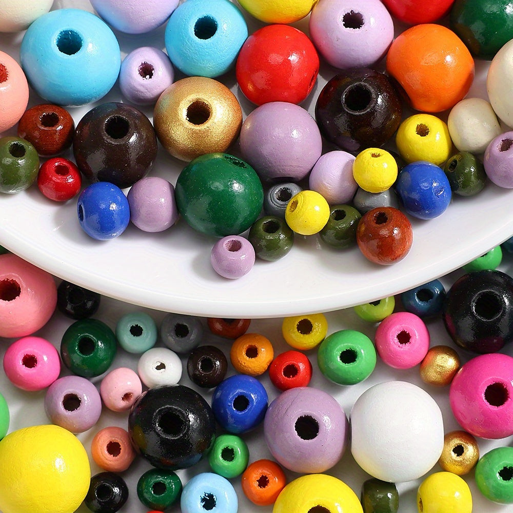 4/6/8/14mm Multicolor Wooden Round Spacer Beads