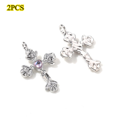 Y2K Rhinestone Cross Alloy Pendants