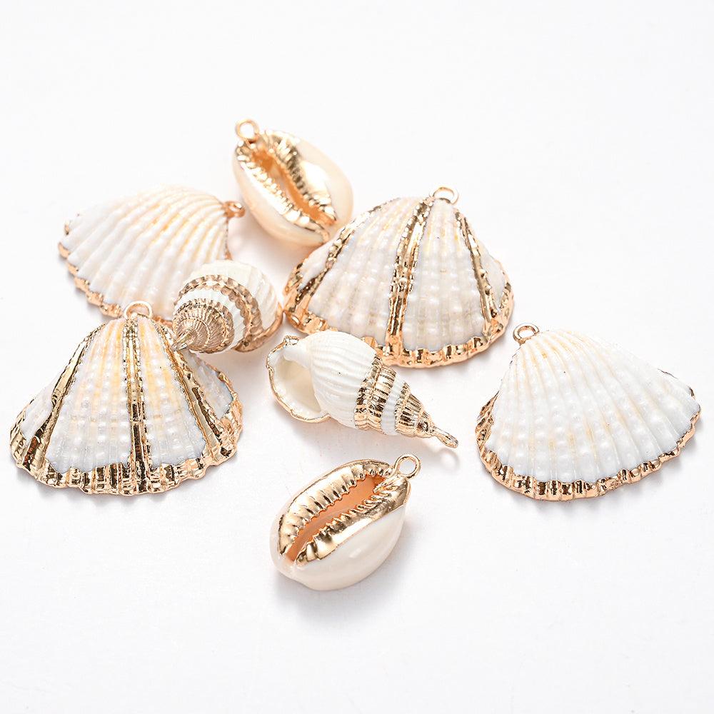 8pcs Multi-Color Printed Conch Shell Beads