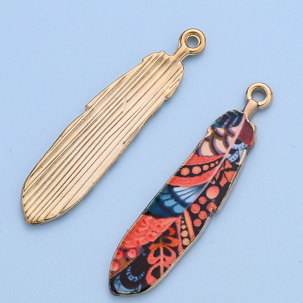 Bohemian Feather Alloy Pendant Charms