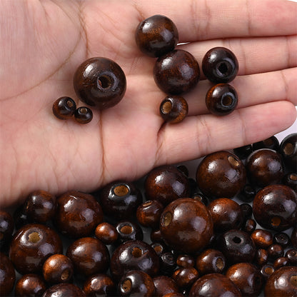 20pcs 14mm Brown Round Natural Wooden Beads