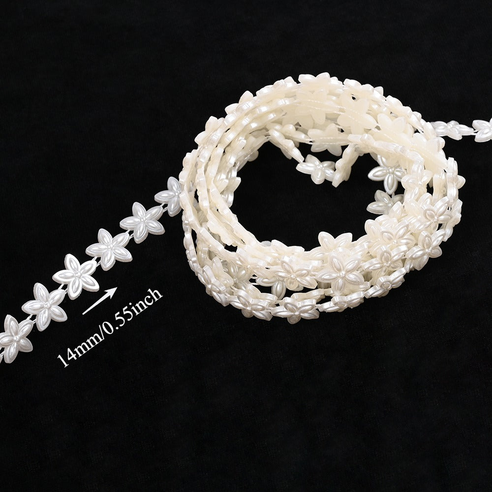 2m Imitation Pearl & Shell Rose Flower Bead Chain