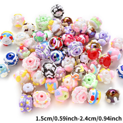 Painted Mixed Color Acrylic Beads