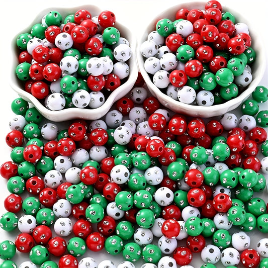 500/1000pcs Christmas Rhinestone Acrylic Beads
