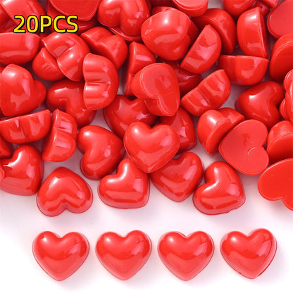 20/40pcs 12x13mm Colorful Heart Adhesive Beads