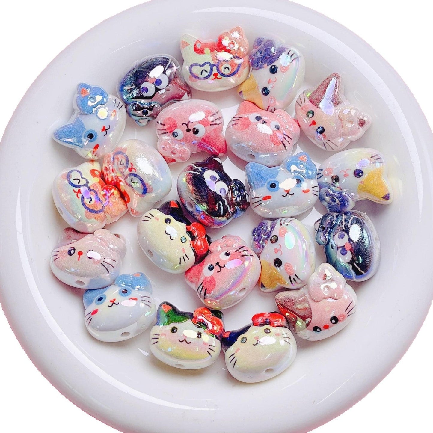 UV Color Cartoon Cat Acrylic Beads