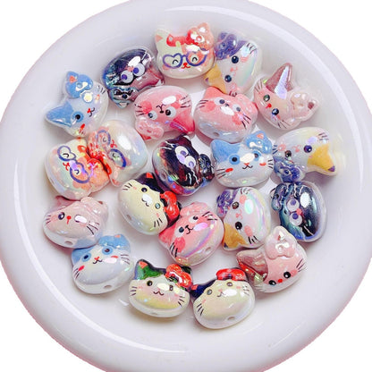 UV Color Cartoon Cat Acrylic Beads