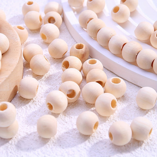 100-Piece 12 mm Large-Hole Unfinished Wooden Beads