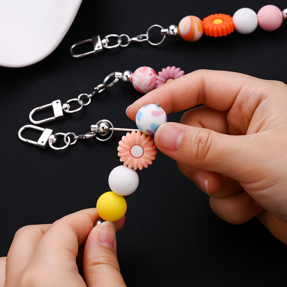 10-Piece 15 mm Silver Chain DIY Keychain Set