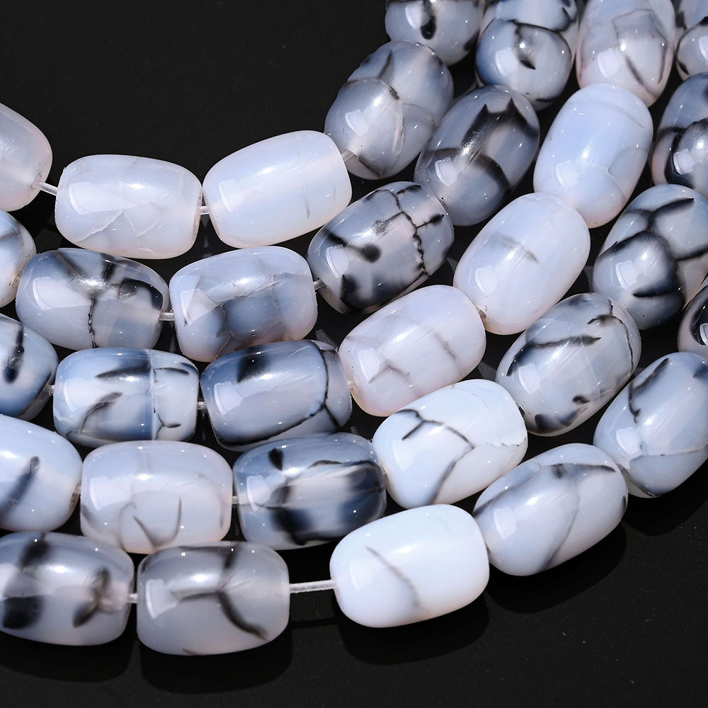 28pcs/strand 10x14mm Natural Agate Barrel Beads