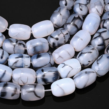 28pcs/strand 10x14mm Natural Agate Barrel Beads