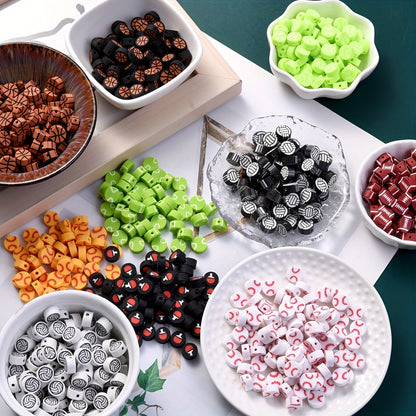 50-Piece 10 mm Mixed Sports Ball Soft Clay Beads