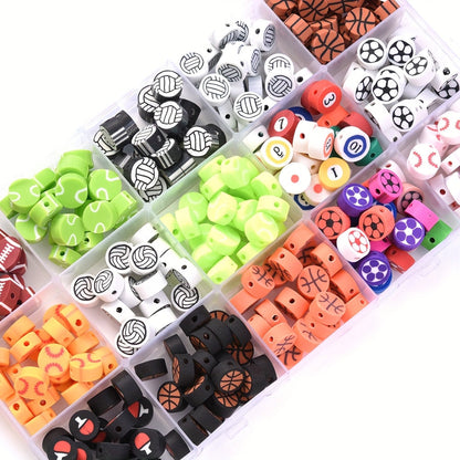 50-Piece 10 mm Mixed Sports Ball Soft Clay Beads