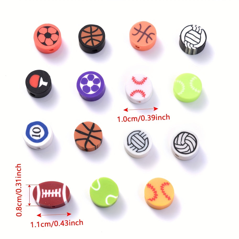 50-Piece 10 mm Mixed Sports Ball Soft Clay Beads