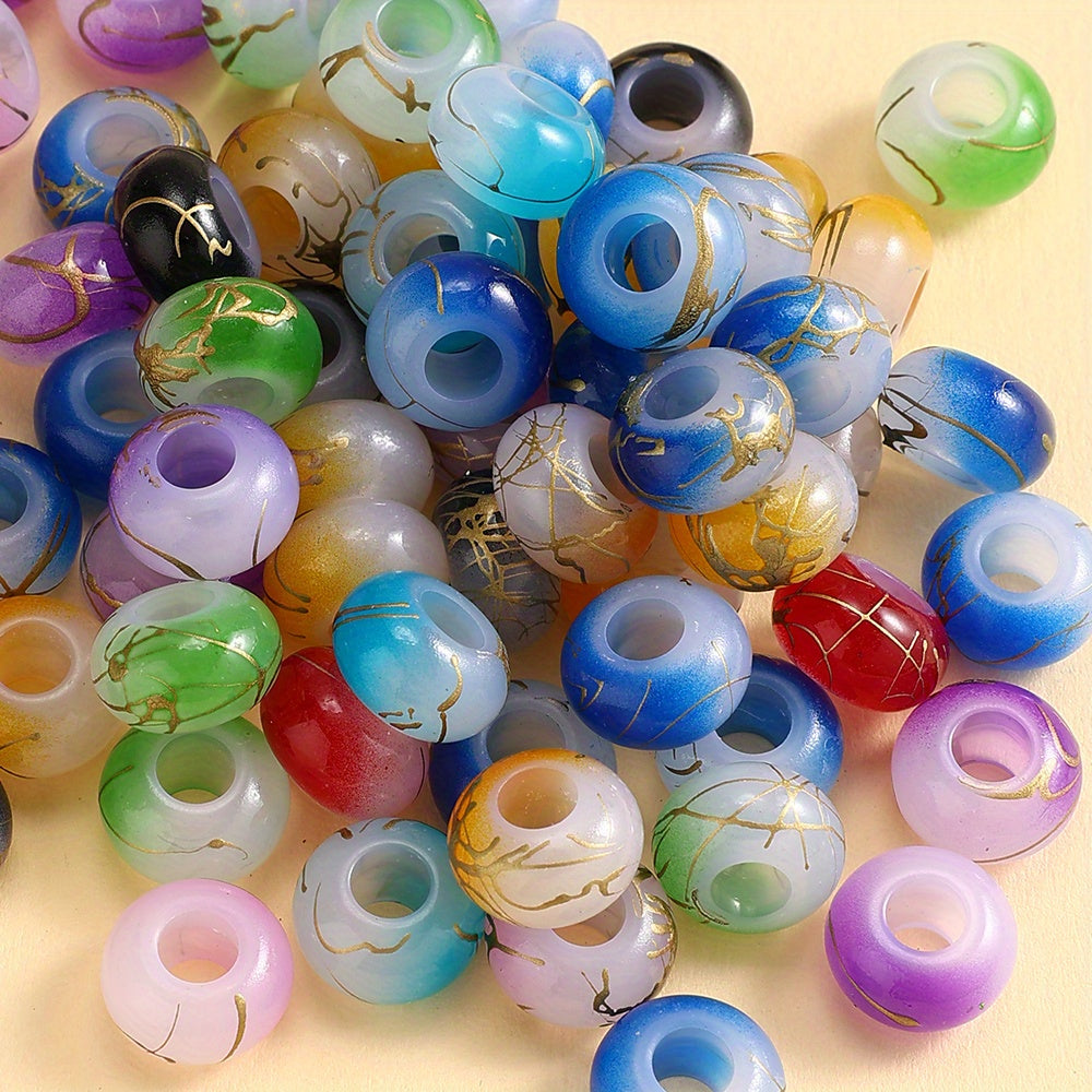 30pcs 9x14mm Golden Wire Acrylic Large Hole Beads