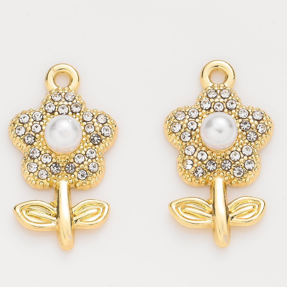 Sparkling Rhinestone Flower Pendant Charms