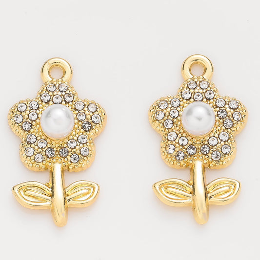 Sparkling Rhinestone Flower Pendant Charms