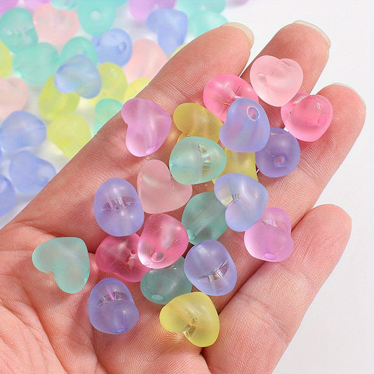 30pcs 15x13mm Frosted Round Heart Acrylic Beads