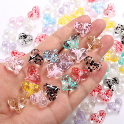 10pcs 17x21mm Starry Sky Heart Acrylic Beads