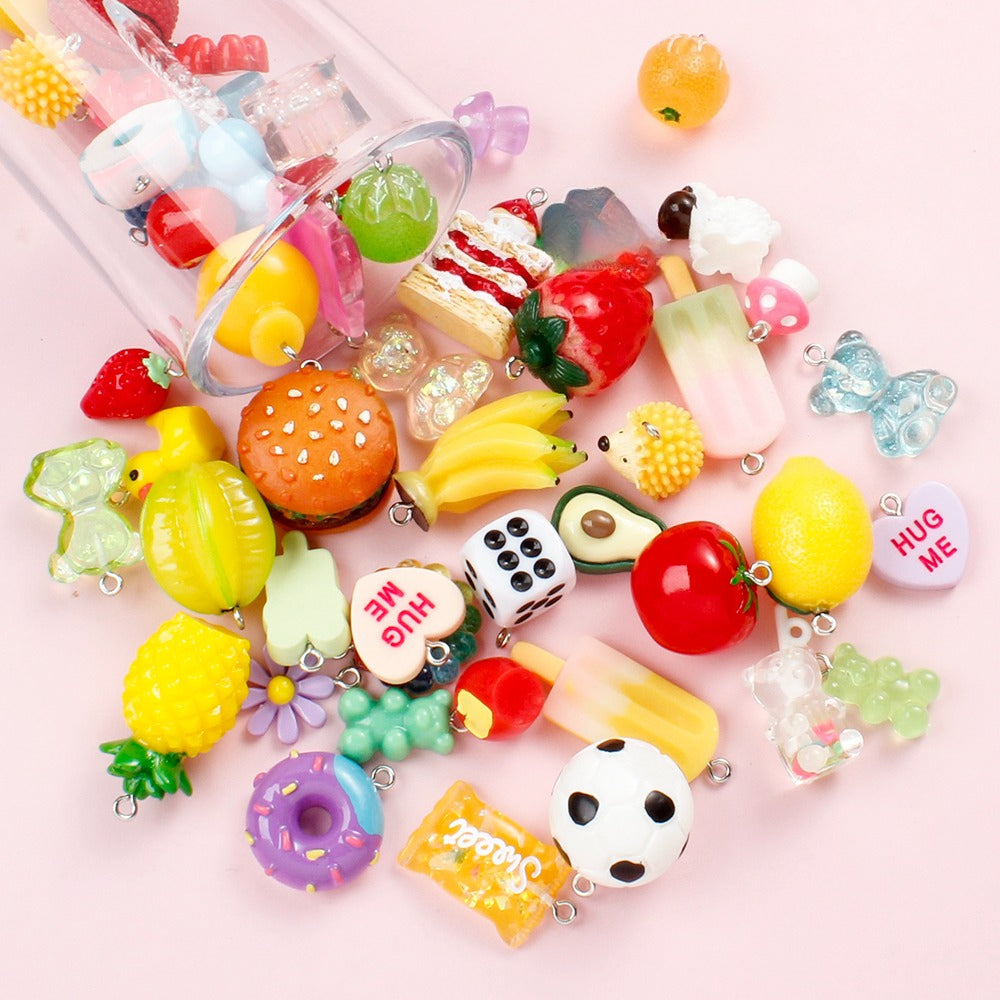 Resin Fruit & Novelty Charms Set