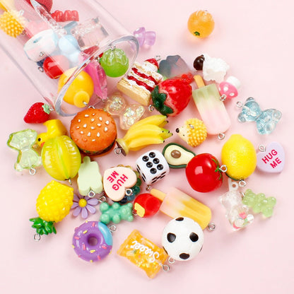 Resin Fruit & Novelty Charms Set