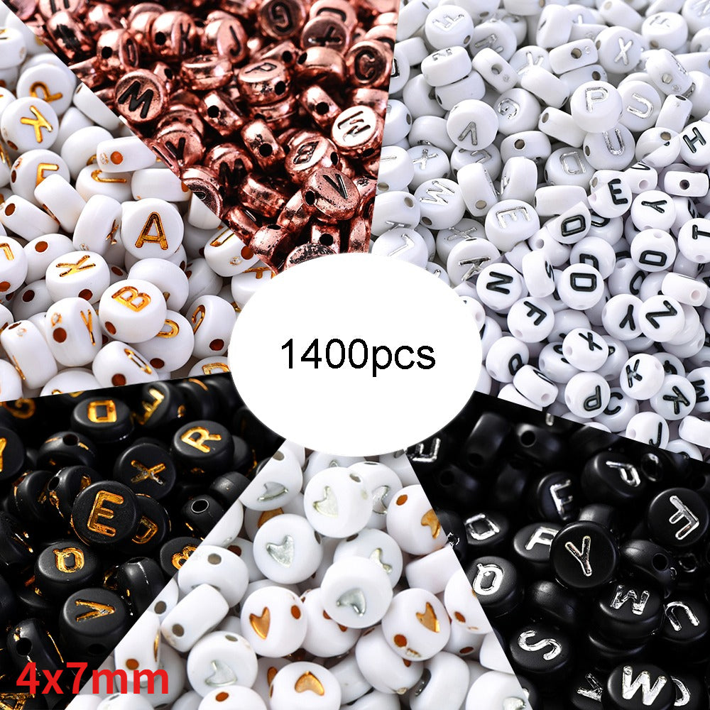 1000/1400PCS A-Z Mixed Color Acrylic Letter Bead Set