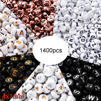 1000/1400PCS A-Z Mixed Color Acrylic Letter Bead Set