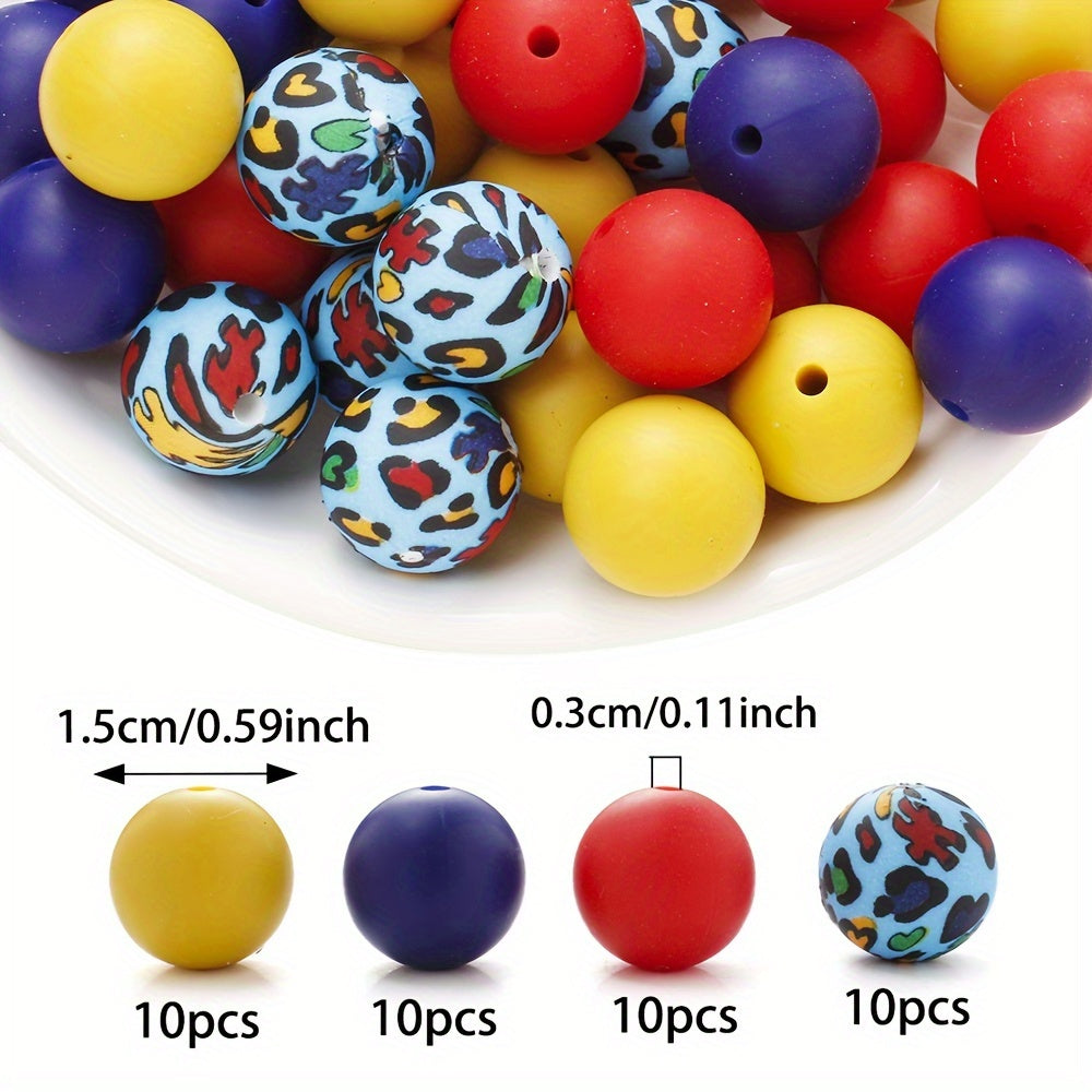 Mixed Color Round Silicone Beads