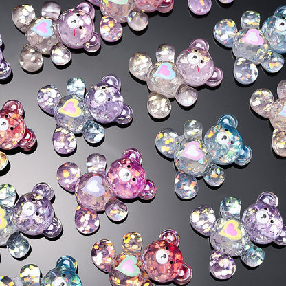Shiny Bear Love Resin Patch Beads