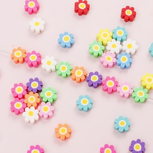 50pcs 8-10mm Mix Color Clay Sunflower Beads
