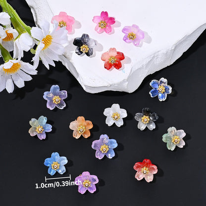 20pcs 10mm Colorful Gradient Glass Flower Beads