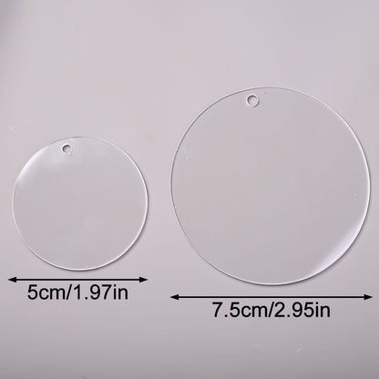 Blank Round Transparent Acrylic Christmas Ornament Keychain Charms