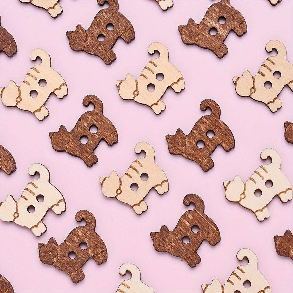 Kitten Wood Double Hole Buttons