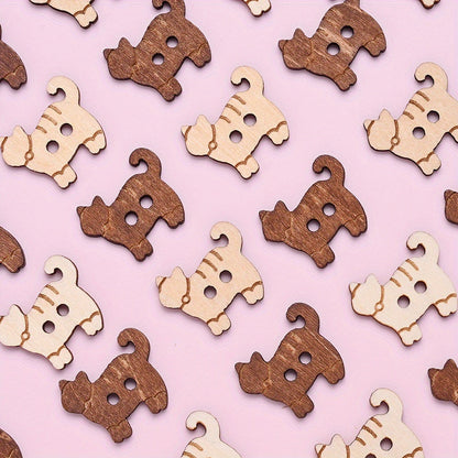 Kitten Wood Double Hole Buttons